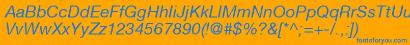 HelveticaNeueCe56Italic Font – Blue Fonts on Orange Background