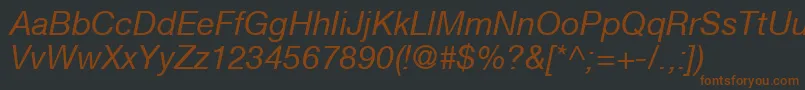 HelveticaNeueCe56Italic Font – Brown Fonts on Black Background