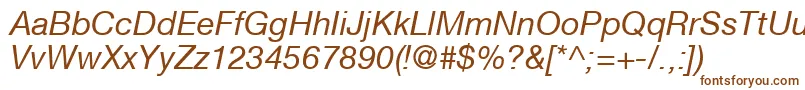 HelveticaNeueCe56Italic-fontti – ruskeat fontit valkoisella taustalla