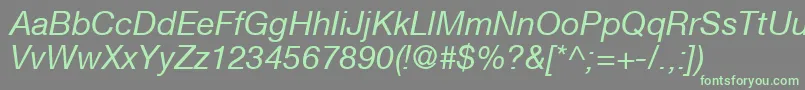 HelveticaNeueCe56Italic-fontti – vihreät fontit harmaalla taustalla