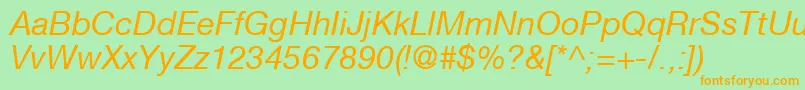 HelveticaNeueCe56Italic Font – Orange Fonts on Green Background