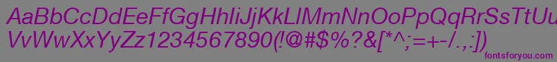 Czcionka HelveticaNeueCe56Italic – fioletowe czcionki na szarym tle