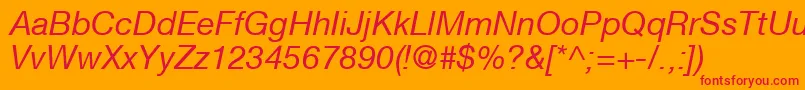 フォントHelveticaNeueCe56Italic – オレンジの背景に赤い文字