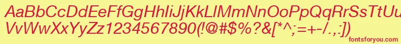 Czcionka HelveticaNeueCe56Italic – czerwone czcionki na żółtym tle