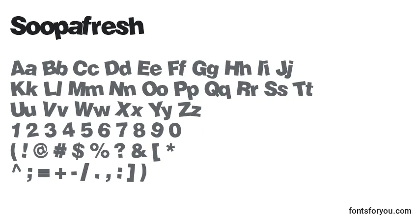 Schriftart Soopafresh – Alphabet, Zahlen, spezielle Symbole