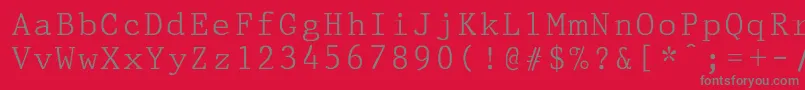 PrestigepicaNormal-Schriftart – Graue Schriften auf rotem Hintergrund