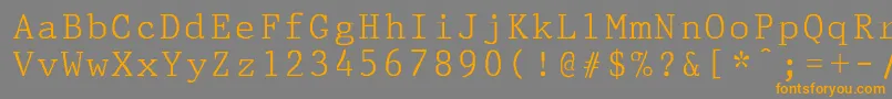 PrestigepicaNormal-Schriftart – Orangefarbene Schriften auf grauem Hintergrund