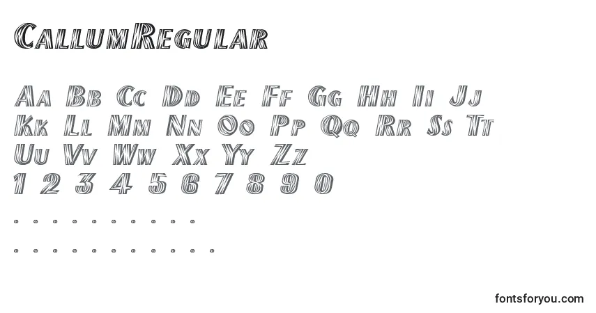 A fonte CallumRegular – alfabeto, números, caracteres especiais