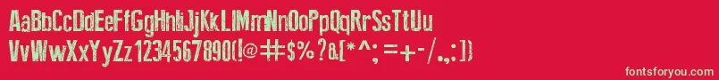 BrokenType Font – Green Fonts on Red Background