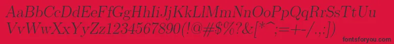Lmromanslant17Regular Font – Black Fonts on Red Background