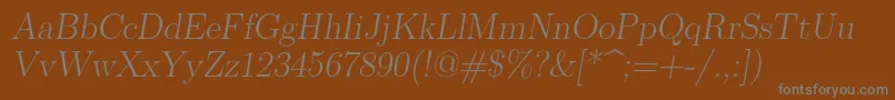 Lmromanslant17Regular Font – Gray Fonts on Brown Background
