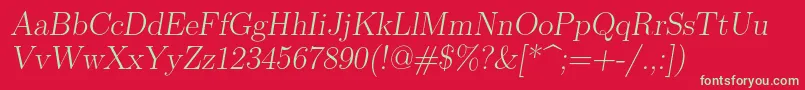 フォントLmromanslant17Regular – 赤い背景に緑の文字