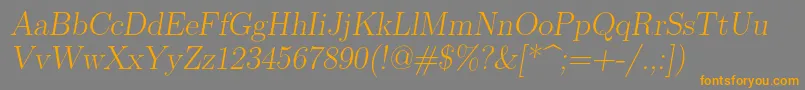 フォントLmromanslant17Regular – オレンジの文字は灰色の背景にあります。