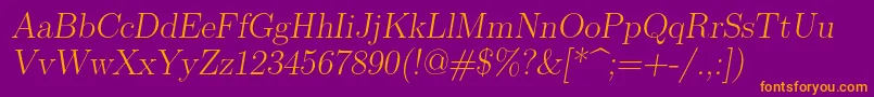 Lmromanslant17Regular Font – Orange Fonts on Purple Background