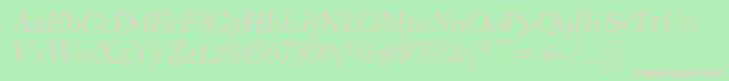 Fonte Lmromanslant17Regular – fontes rosa em um fundo verde