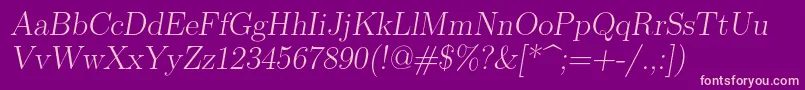 Lmromanslant17Regular Font – Pink Fonts on Purple Background
