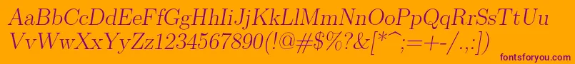 Lmromanslant17Regular Font – Purple Fonts on Orange Background