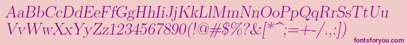 フォントLmromanslant17Regular – ピンクの背景に紫のフォント