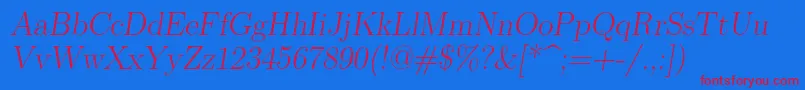 Lmromanslant17Regular Font – Red Fonts on Blue Background
