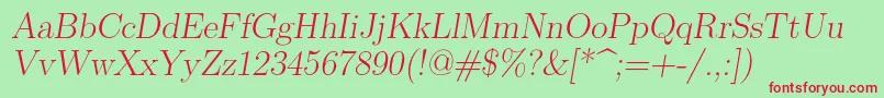 Lmromanslant17Regular Font – Red Fonts on Green Background