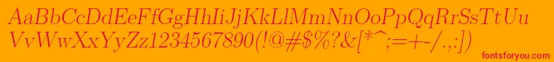 Lmromanslant17Regular Font – Red Fonts on Orange Background