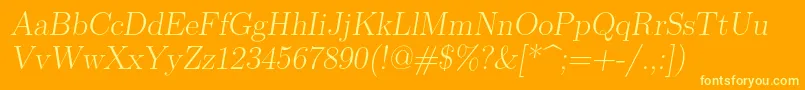 Lmromanslant17Regular-Schriftart – Gelbe Schriften auf orangefarbenem Hintergrund