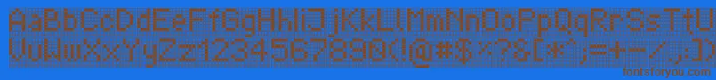 フォントTpfDisplay – 茶色の文字が青い背景にあります。