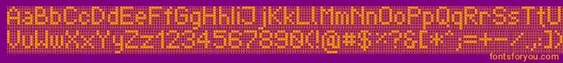 TpfDisplay-fontti – oranssit fontit violetilla taustalla