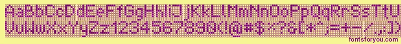 Czcionka TpfDisplay – fioletowe czcionki na żółtym tle