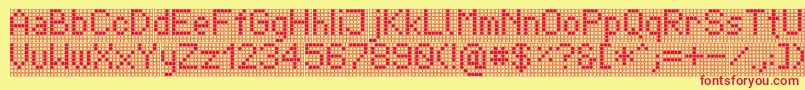Czcionka TpfDisplay – czerwone czcionki na żółtym tle