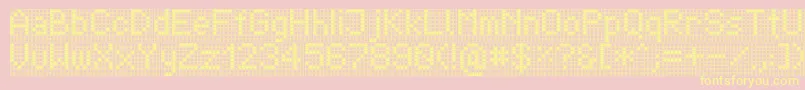 TpfDisplay-fontti – keltaiset fontit vaaleanpunaisella taustalla