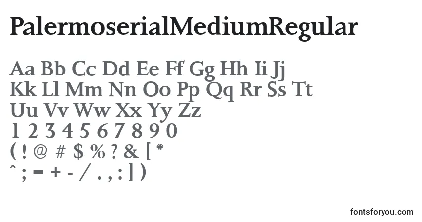 Czcionka PalermoserialMediumRegular – alfabet, cyfry, specjalne znaki