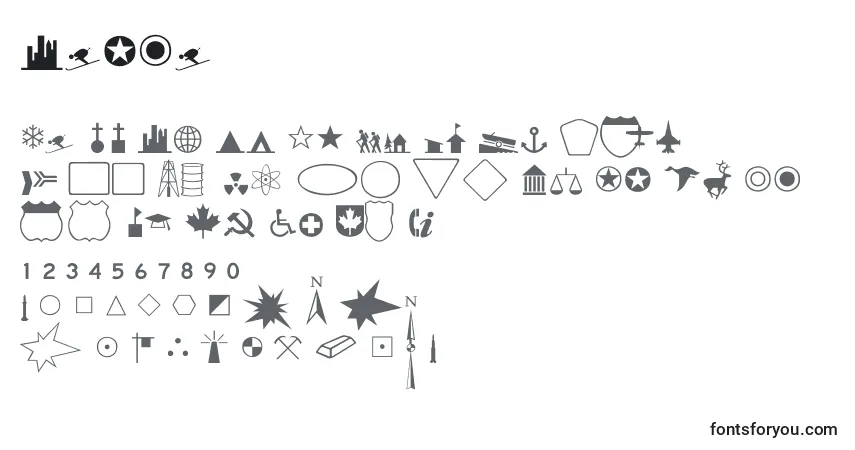 Schriftart Carta – Alphabet, Zahlen, spezielle Symbole