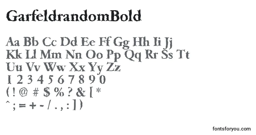 Шрифт GarfeldrandomBold – алфавит, цифры, специальные символы
