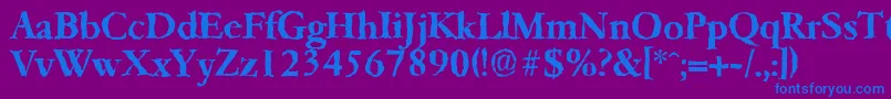 フォントGarfeldrandomBold – 紫色の背景に青い文字