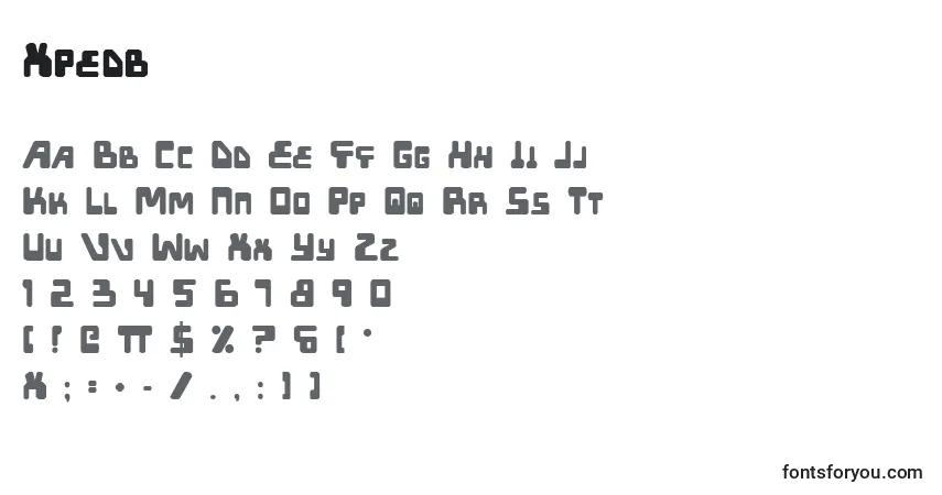 A fonte Xpedb – alfabeto, números, caracteres especiais
