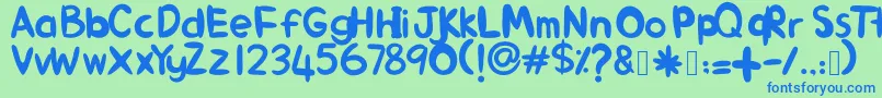 AlinKid Font – Blue Fonts on Green Background