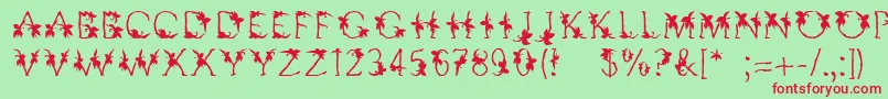 Fonte Linotypesupatropic – fontes vermelhas em um fundo verde