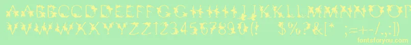 Linotypesupatropic-Schriftart – Gelbe Schriften auf grünem Hintergrund