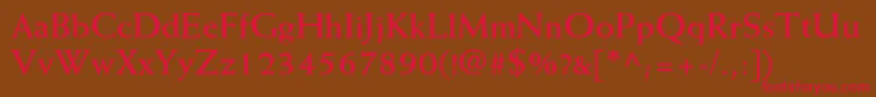 フォントWeissstdBold – 赤い文字が茶色の背景にあります。