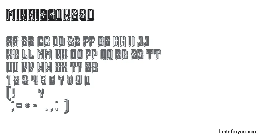 Czcionka Minaisgone3D – alfabet, cyfry, specjalne znaki