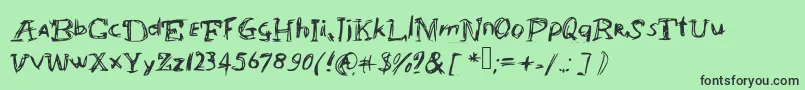 Abracadabrahocusspokuz-Schriftart – Schwarze Schriften auf grünem Hintergrund