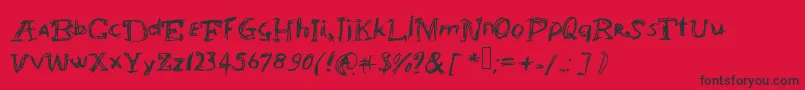 フォントAbracadabrahocusspokuz – 赤い背景に黒い文字