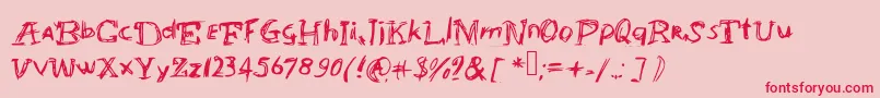 Fonte Abracadabrahocusspokuz – fontes vermelhas em um fundo rosa