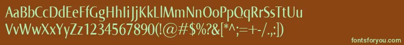 NormaCond-fontti – vihreät fontit ruskealla taustalla
