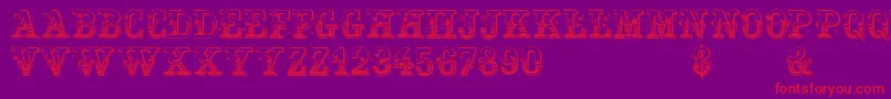 Gardeniavictorian-Schriftart – Rote Schriften auf violettem Hintergrund