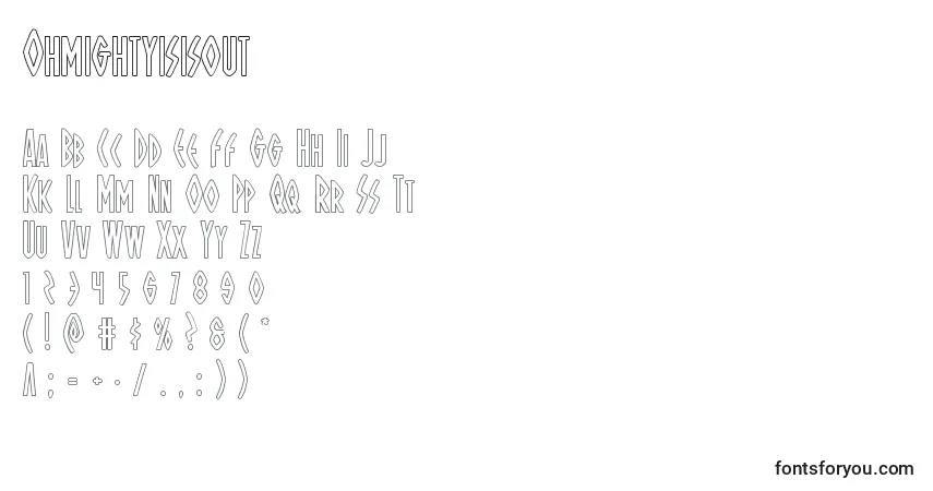 A fonte Ohmightyisisout – alfabeto, números, caracteres especiais