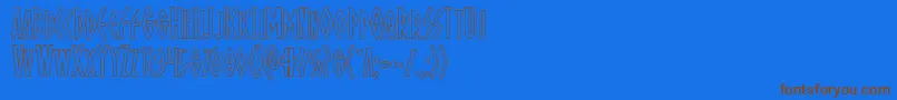 Ohmightyisisout-Schriftart – Braune Schriften auf blauem Hintergrund