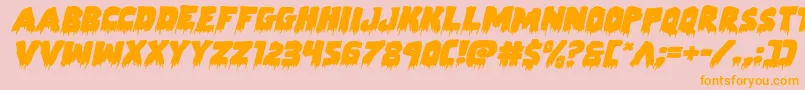 Zombiecontrolexpandital-Schriftart – Orangefarbene Schriften auf rosa Hintergrund