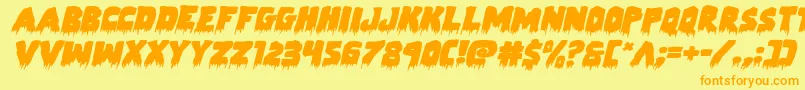 Weitere Informationen zur Zombiecontrolexpandital-Schriftart Zombiecontrolexpandital-Schriftart – Orangefarbene Schriften auf gelbem Hintergrund